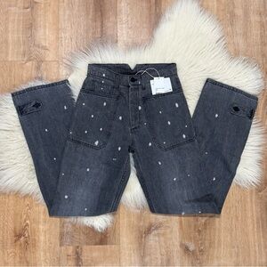 NWT Sandrine Rose Straight High Rise Bleached Gray Buckle Jeans Women’s Size 26